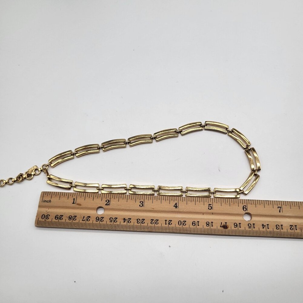 VTG Monet Gold Tone Open Link Chain Choker Necklace - Picture 6 of 8